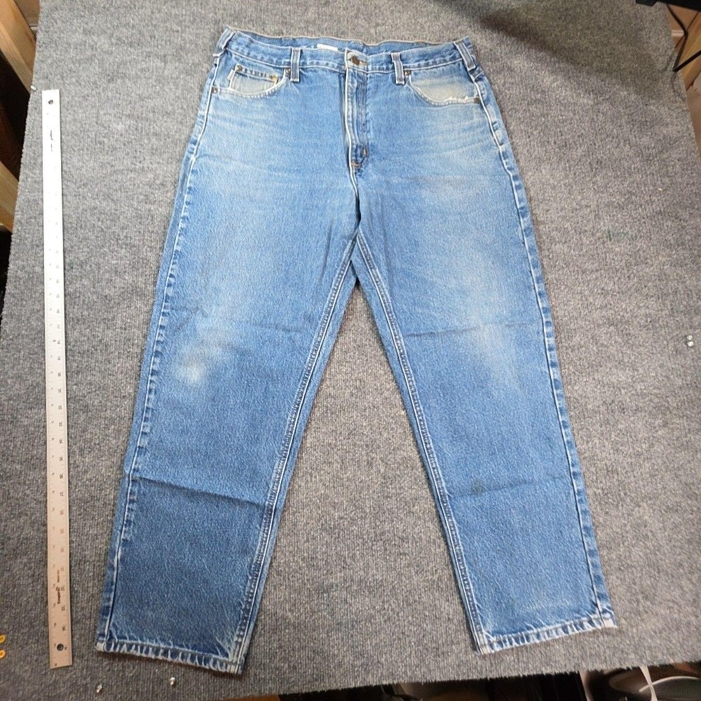 Carhartt Jeans Mens 38x28 Blue Medium Wash Regular Straight Denim Pants Casual
